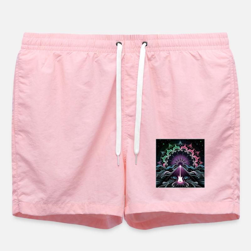 Neon Psychedelic Guitar Masterpiece - Swim Trunks - pink