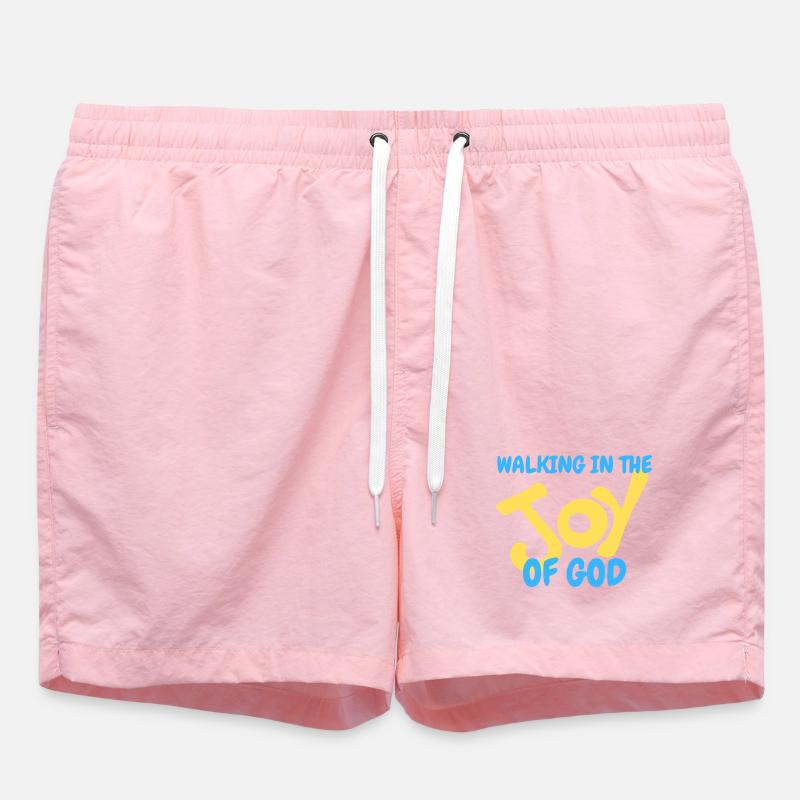 God's joy motif in solid pastel colors - Swim Trunks - pink