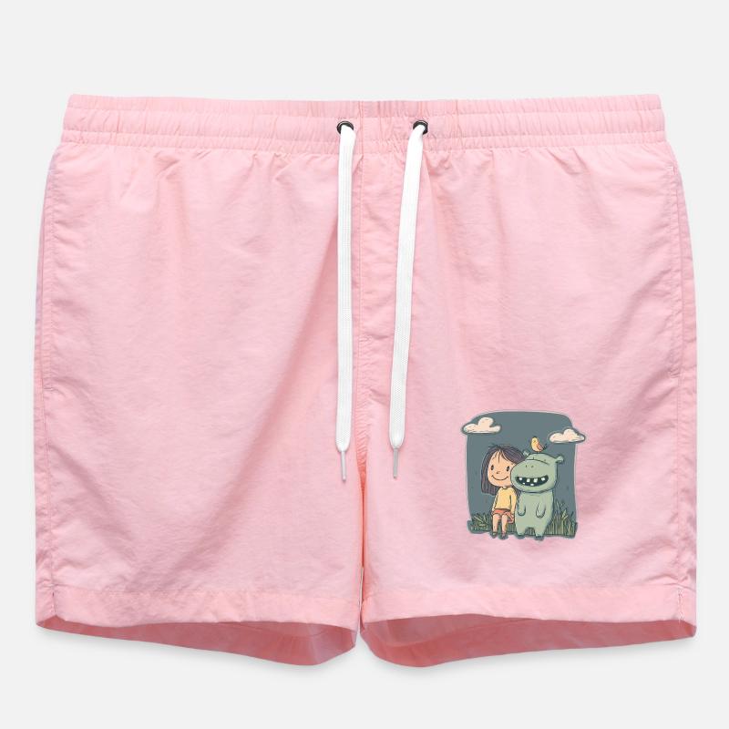 Mädchen und Nilpferd Freundschaft - Badeshorts - Pink