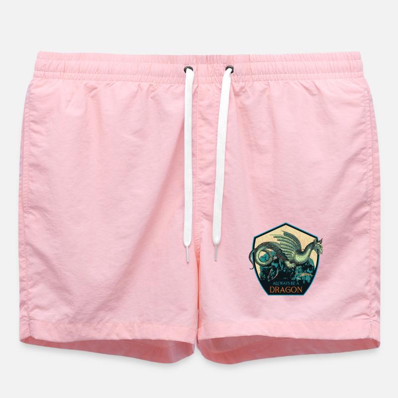 Mythical Dragon Crest and Magic Elements - Swim Trunks - pink