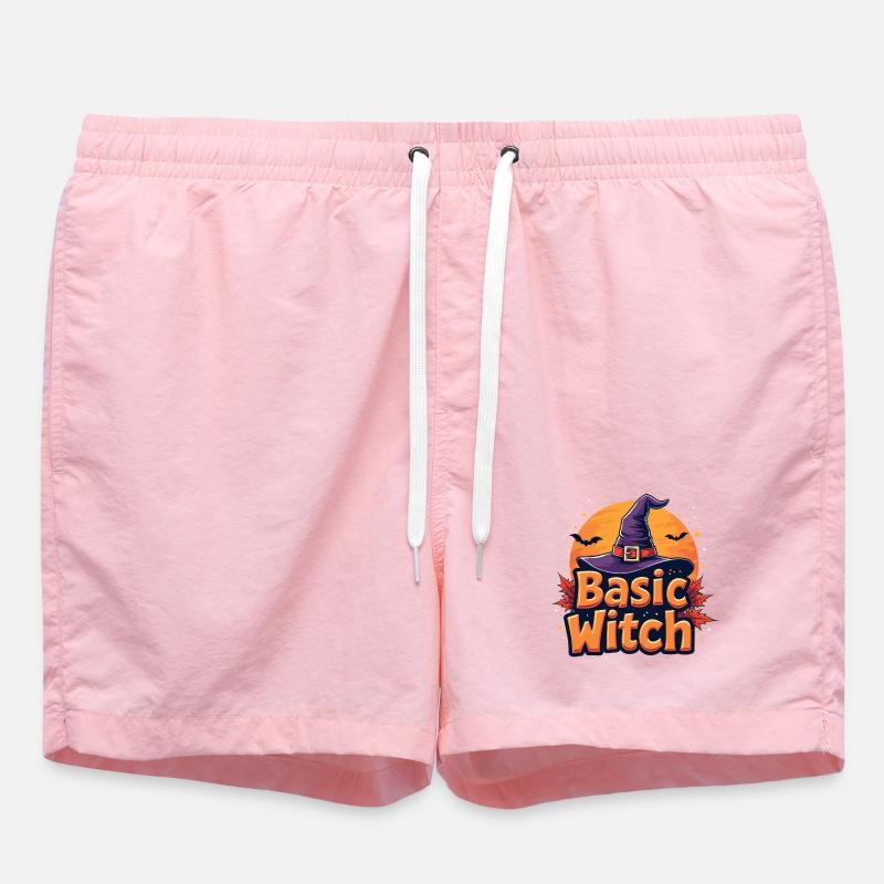 Basic Witch Halloween Saying - Swim Trunks - pink
