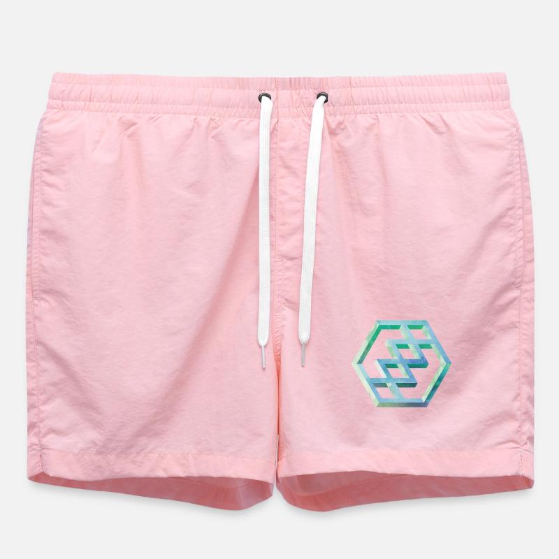Geometric Hexagon Pattern Art - Swim Trunks - pink