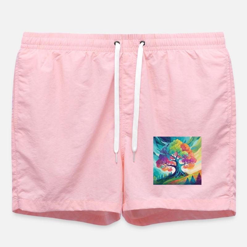 Rainbow Tree of Creativity - Swim Trunks - pink