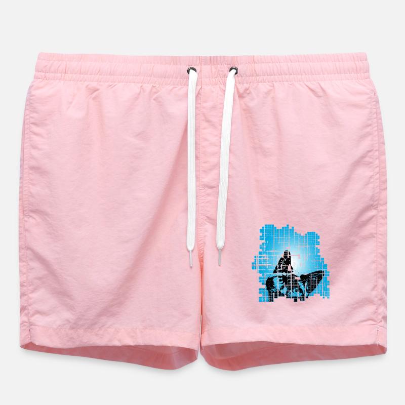Chat en Pixel Grid Bleu - Short de bain - rose