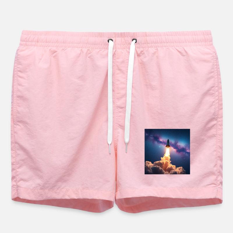Rocket jump through nebula galaxy - Swim Trunks - pink