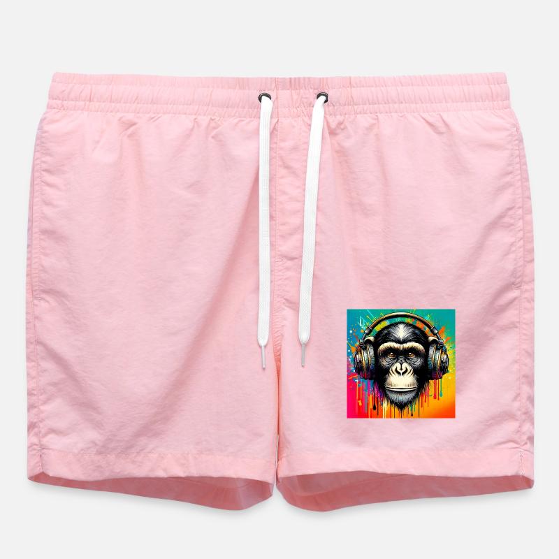 Chimpanzee Monkey - Swim Trunks - pink
