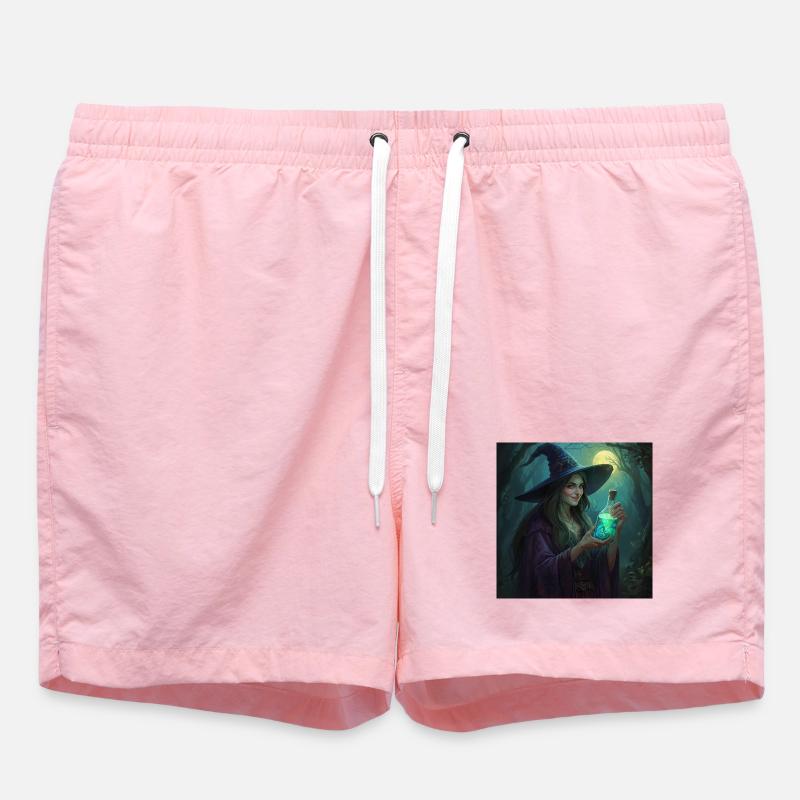 Forest Witch with Glowing Potion - Swim Trunks - pink