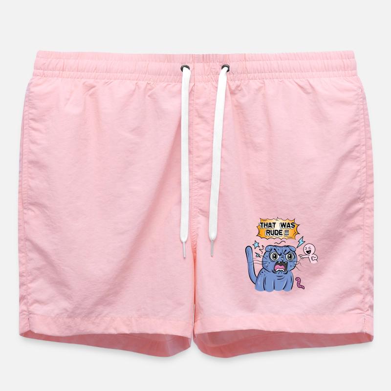 Angry Cat Screams at Expression - Swim Trunks - pink