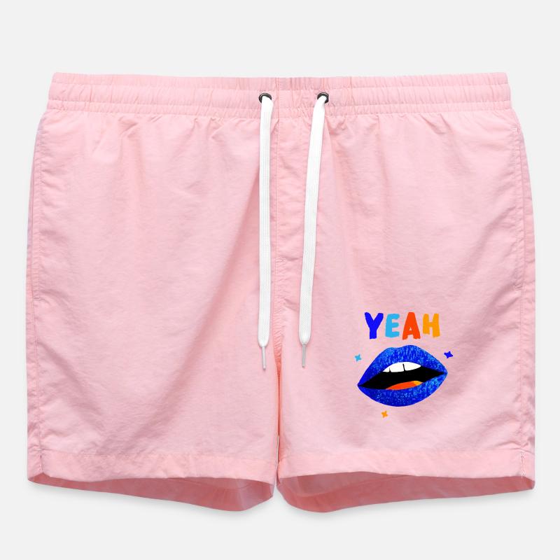 Vibrant Rainbow Lips YEAH - Swim Trunks - pink