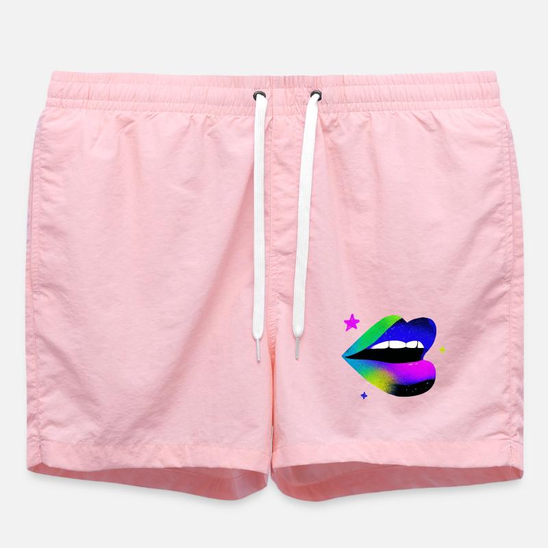Rainbow Lip Graffiti Pop Art - Swim Trunks - pink