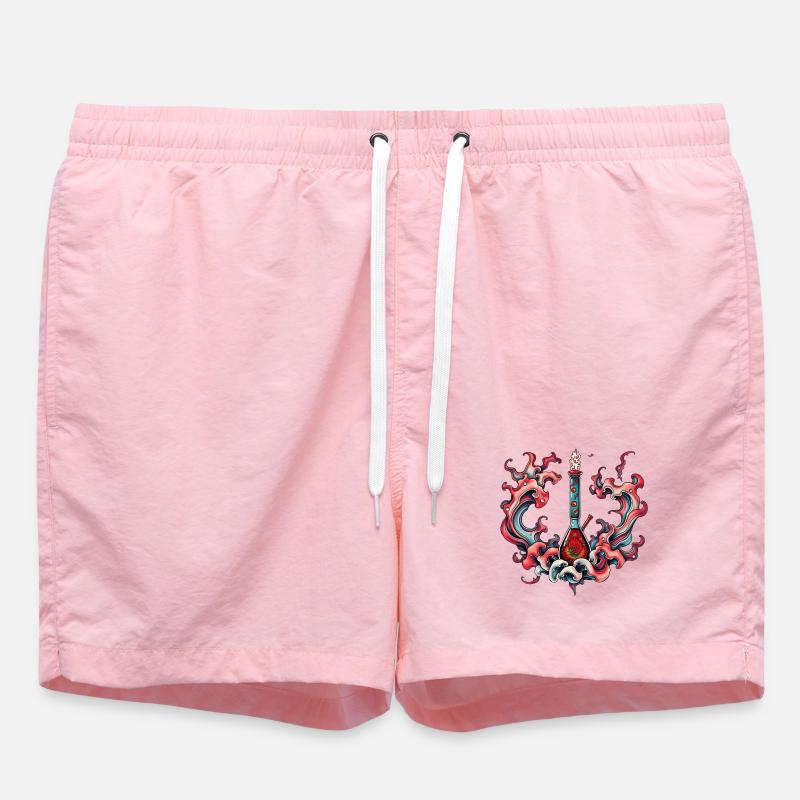 Psychedelic Bottle Flame - Swim Trunks - pink
