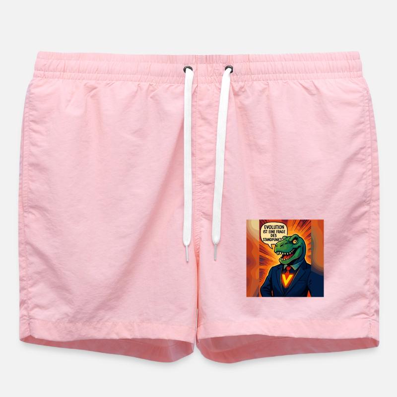 Dino im Anzug – Evolution ist Ansichtssache - Badeshorts - Pink