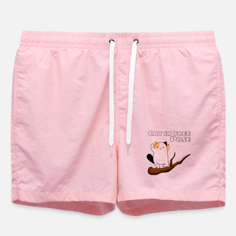 Chat dans la posture de l’arbre - Short de bain - rose
