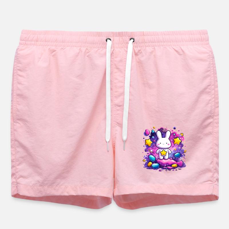Étoiles de Kawaii Space Bunny - Short de bain - rose