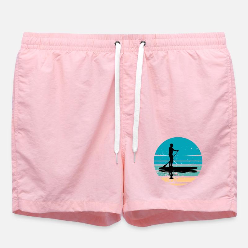 Paddleboard mit maritimer Atmosphäre im Retro-Stil - Badeshorts - Pink