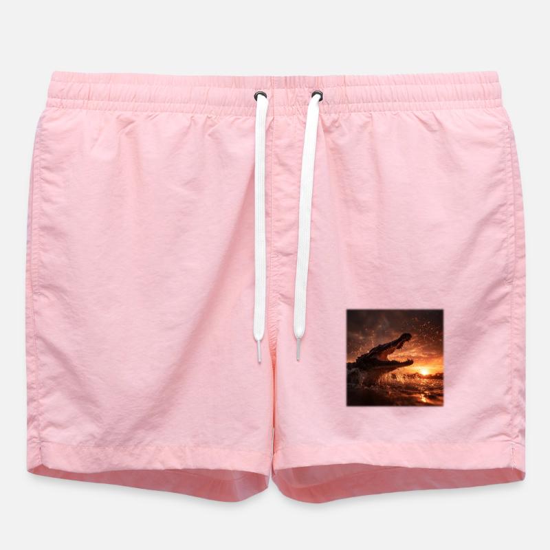 Wild Crocodile Action Sunset River - Swim Trunks - pink