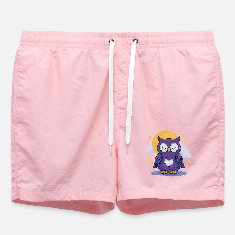 Mondnacht Eule - Badeshorts - Pink