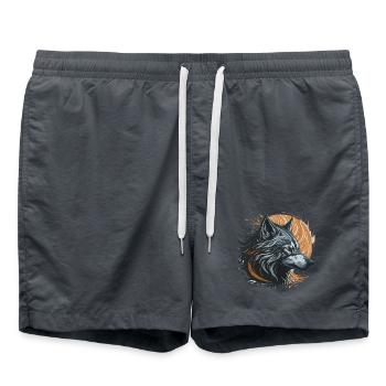 Loup noir sous lune dorée - Short de bain -  - Devant