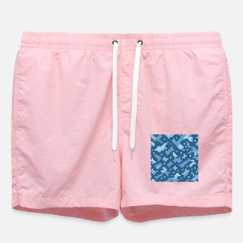 Blue pixel pattern - Swim Trunks - pink