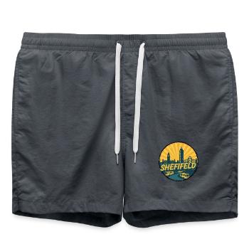 Sheffield City Skyline Vintage Tram Badge - Swim Trunks -  - Front
