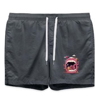 Pink Mouth World with Creatures - Swim Trunks -  - Front