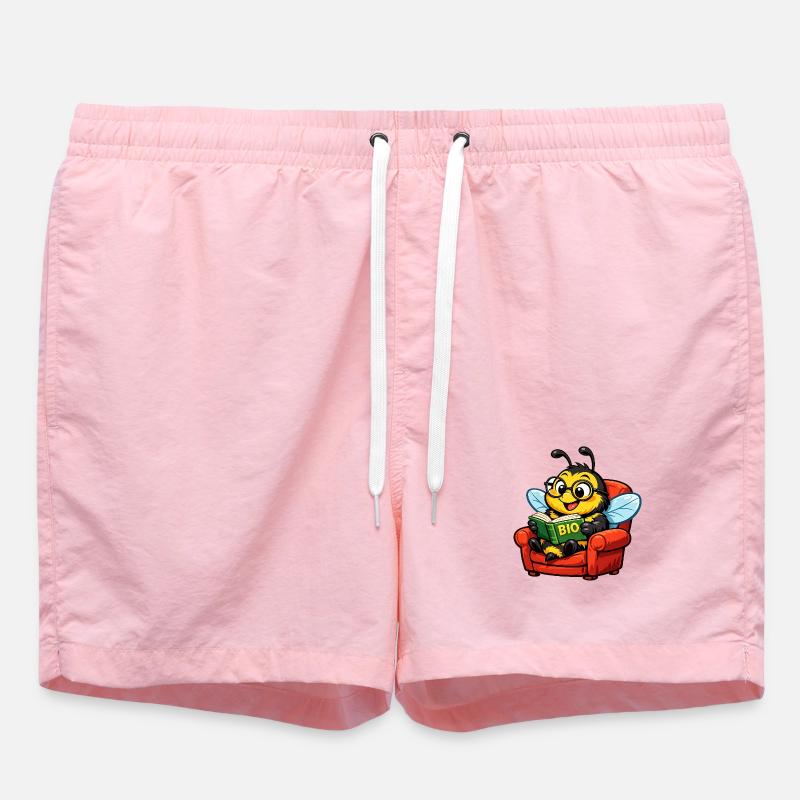 Biene liest ein Buch über Bio - Badeshorts - Pink