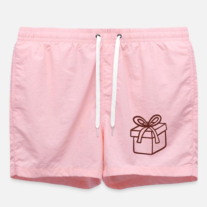 Rustic Hand-Drawn Gift Box - Swim Trunks - pink