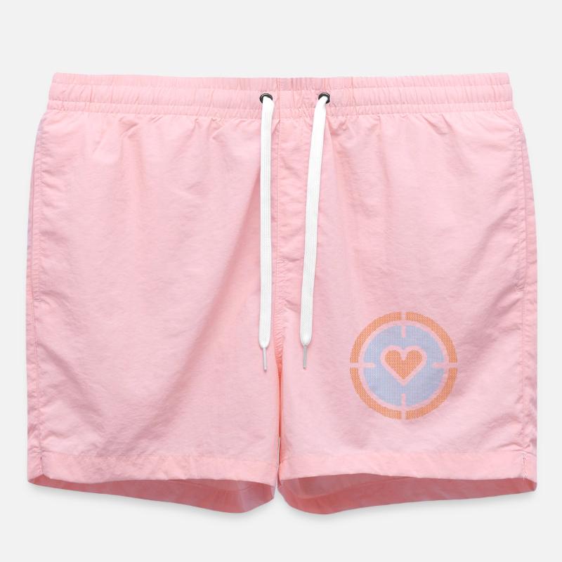 Heart in Target Emblem, honeycomb pattern - Swim Trunks - pink