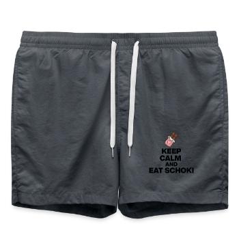 KEEP CALM AND EAT SCHOKI, SCHOKO JUNKIE GESCHENK - Badeshorts -  - Vorne