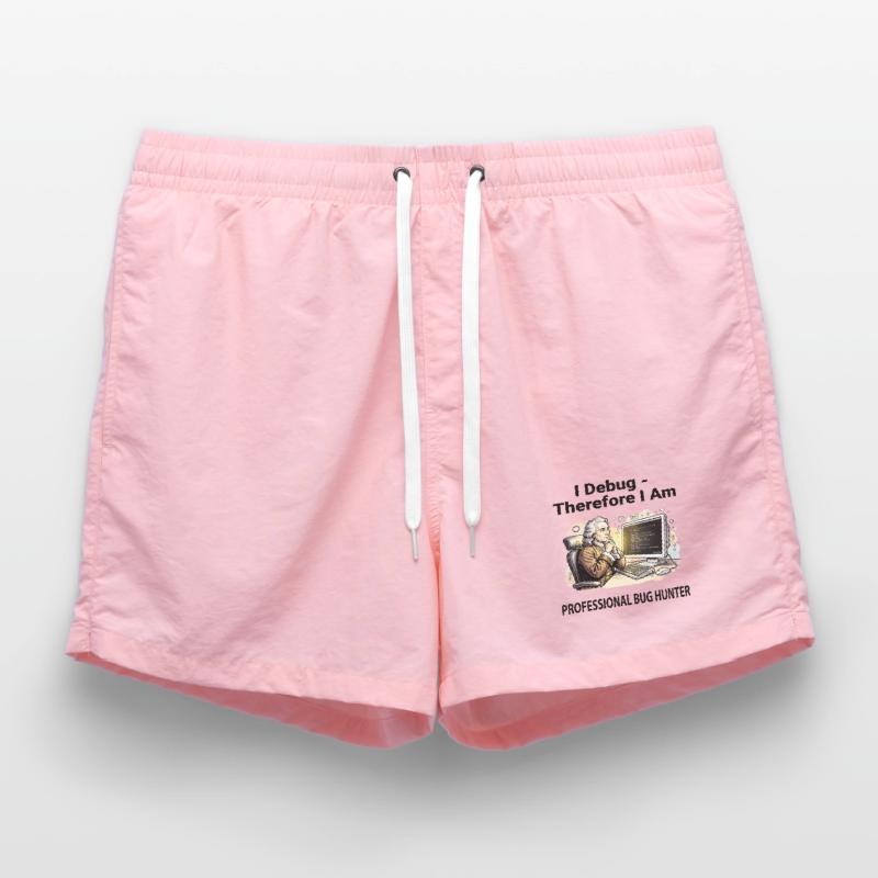 Retro Scholar at Coding Console - light background Swim Trunks