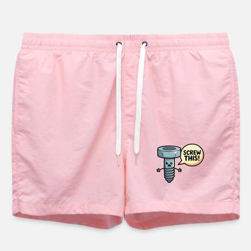 Screw This Funny Screw Pun Design - Swim Trunks - pink