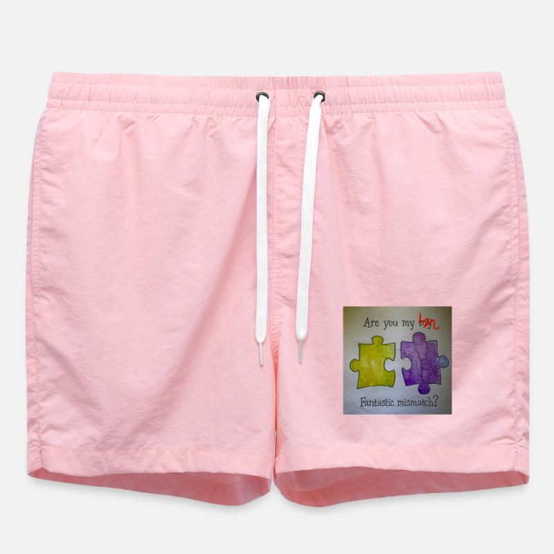 Fantastic mismatch puzzle pieces - Swim Trunks - pink