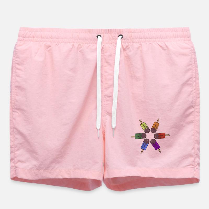 Rainbow Popsicle Circle - Swim Trunks - pink