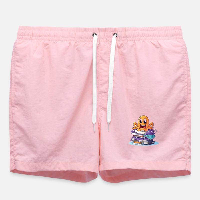 Learning octopus with stack of books - Swim Trunks - pink