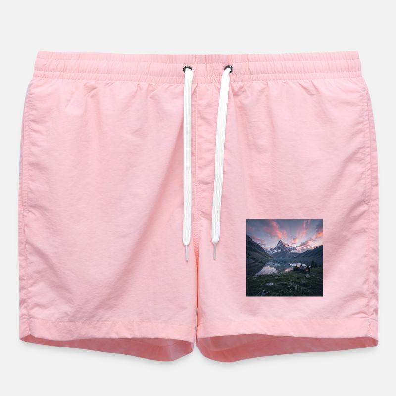 Alpine evening reflection - Swim Trunks - pink