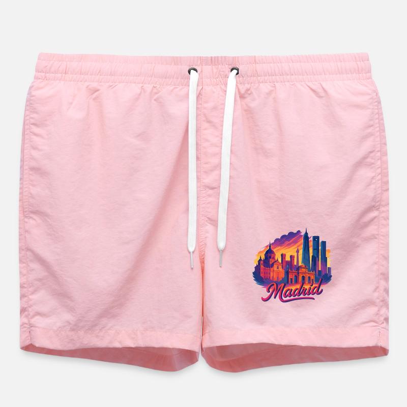 Madrid Skyline: Epic & Tropical – Modern Art - Swim Trunks - pink
