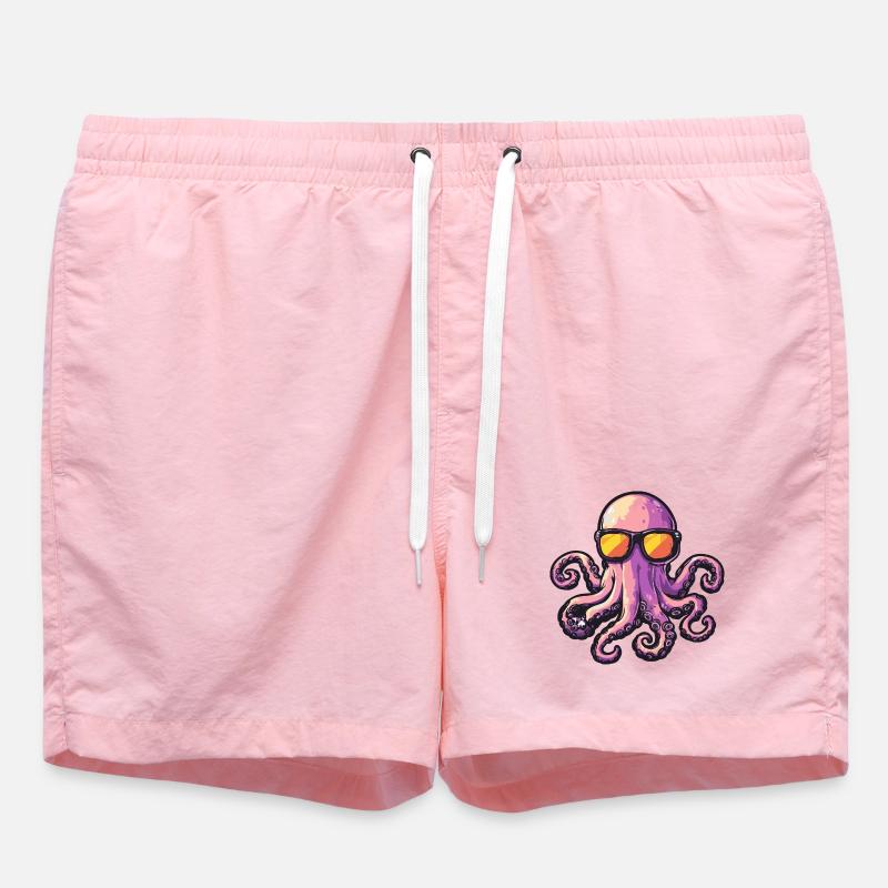 Octopus Comic Holiday - Swim Trunks - pink