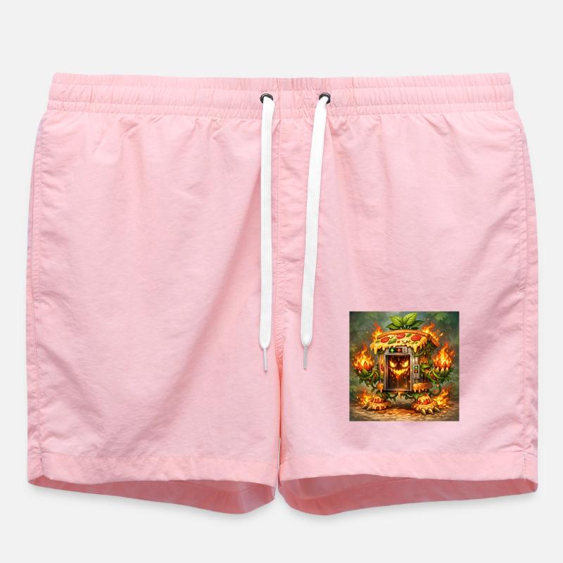 Pizza Fire Oven Monster - Swim Trunks - pink