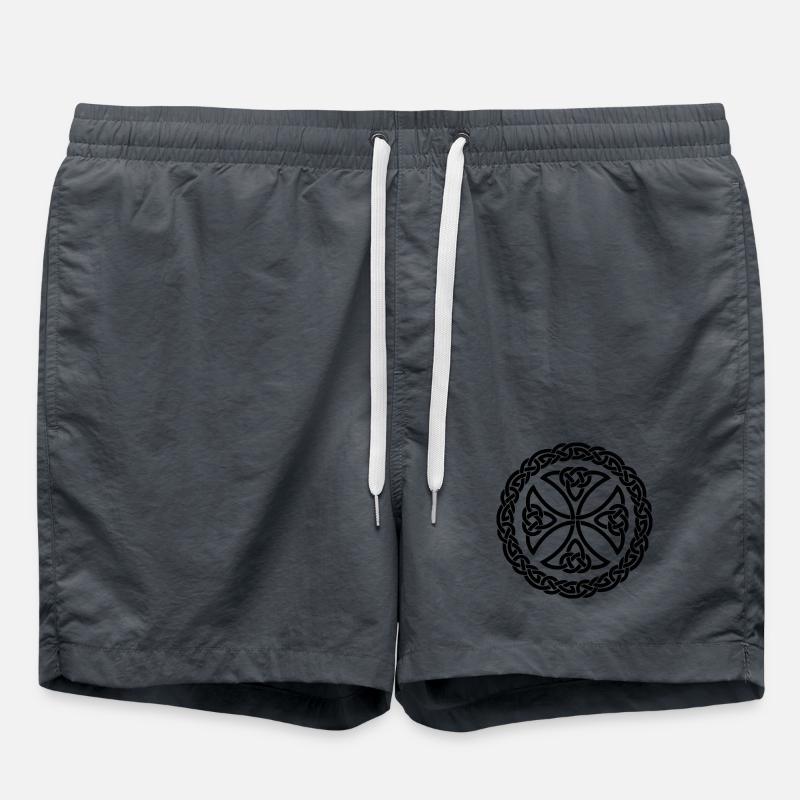 Circular Celtic Knot Emblem - Swim Trunks - undefined