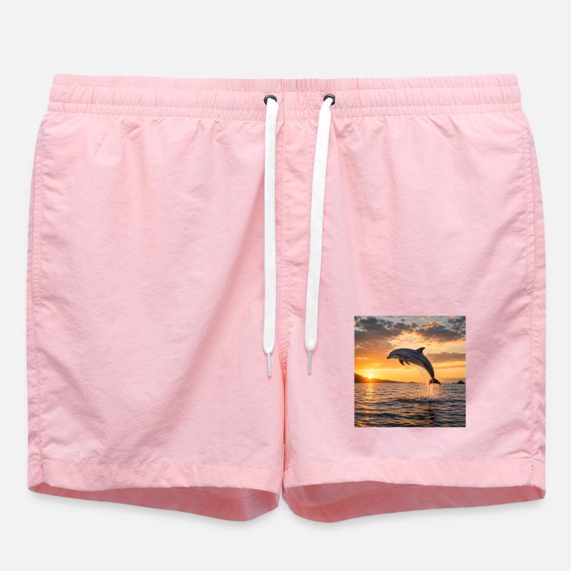 Dolphin at sunset - Swim Trunks - pink