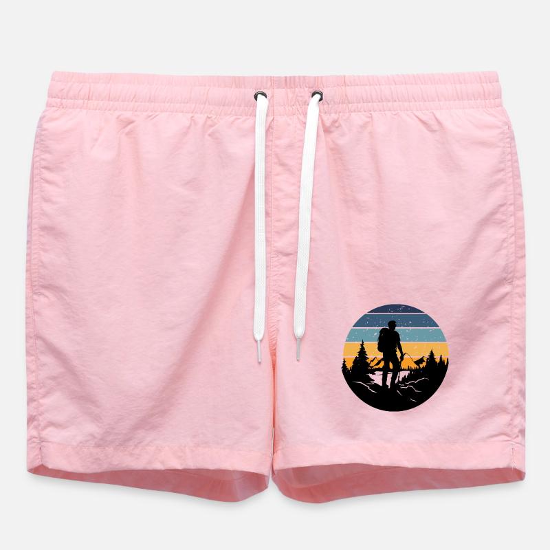 Retro Bedtime Hiker - Swim Trunks - pink