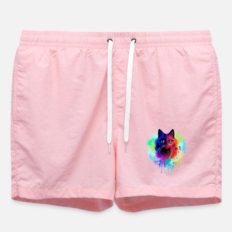 Éclaboussures psychédéliques psychédéliques de chat - Short de bain - rose