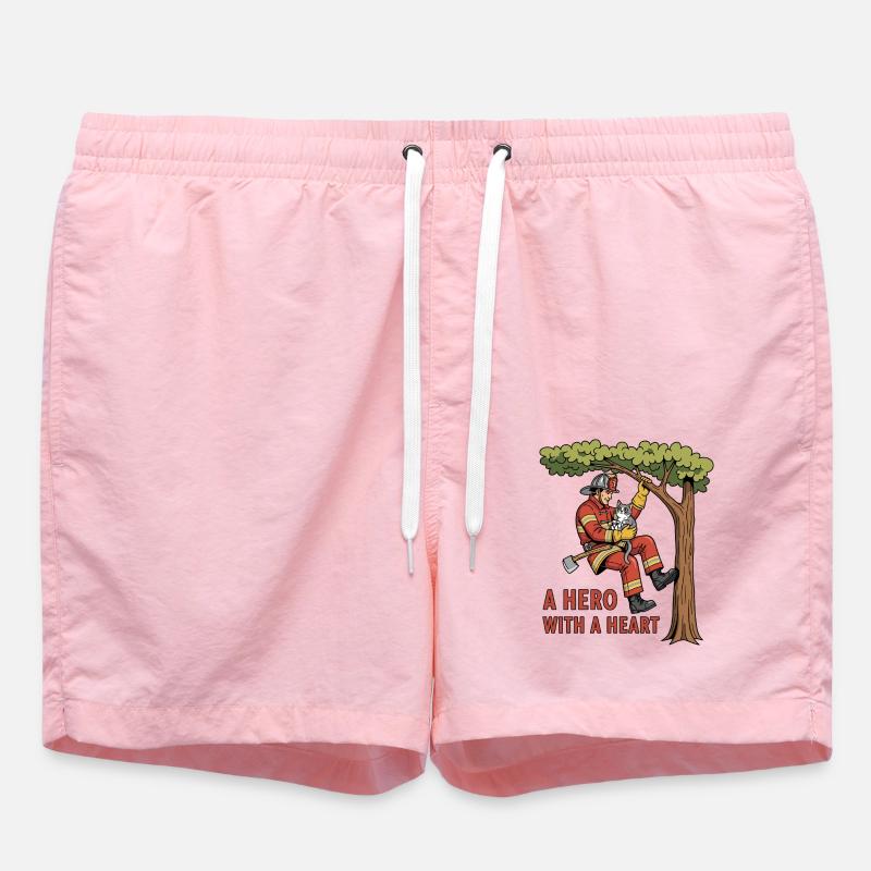 A Hero with a Heart - Swim Trunks - pink