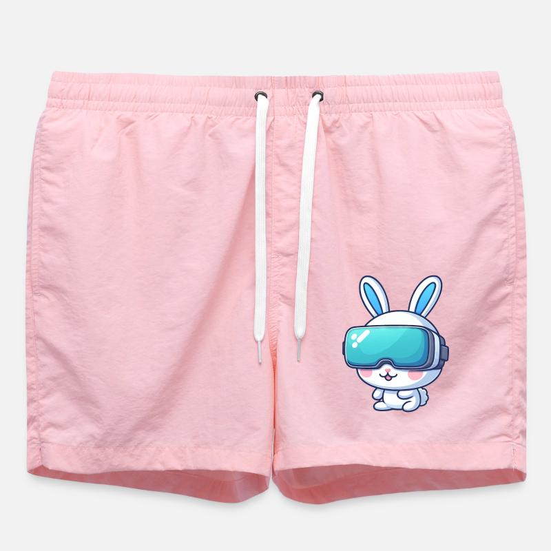 VR Gaming Bunny: Virtual Adventures - Swim Trunks - pink