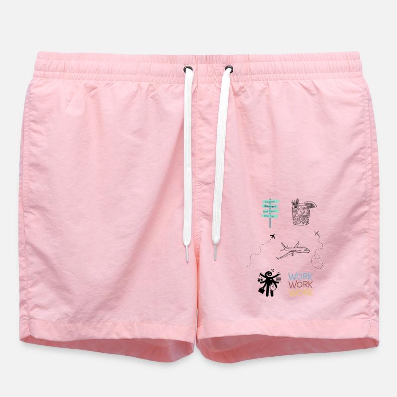 Work vs. Vacation - Swim Trunks - pink