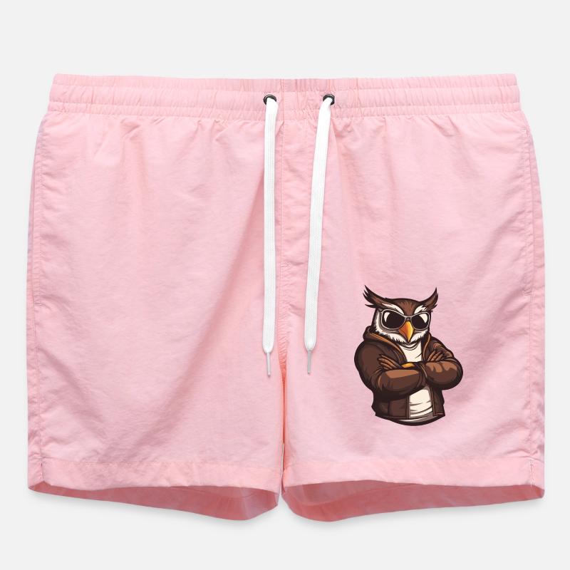 Owl Comic Cool - Swim Trunks - pink