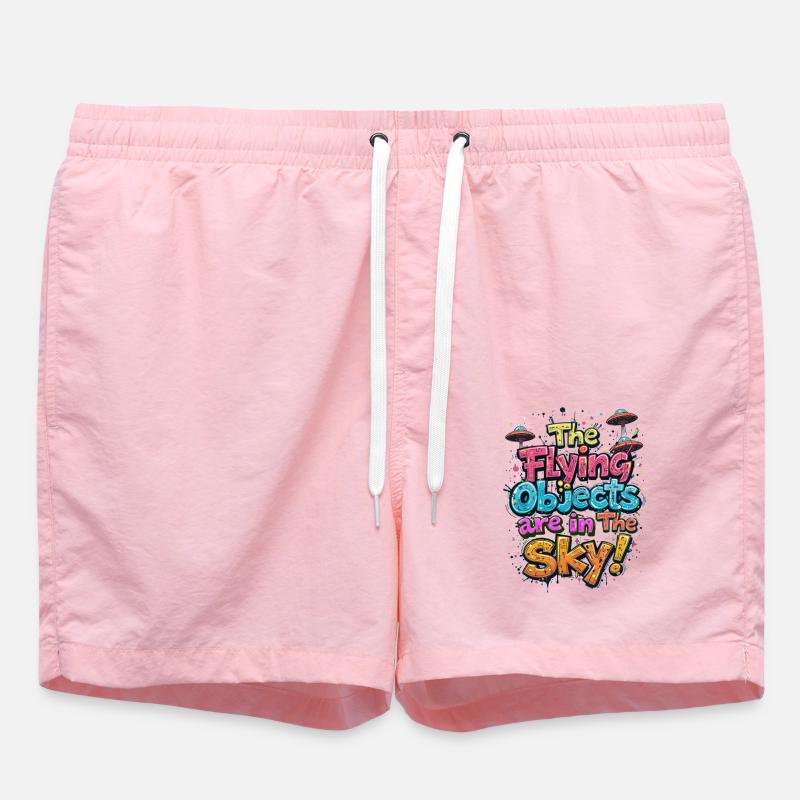 flying objects in the sky - Swim Trunks - pink