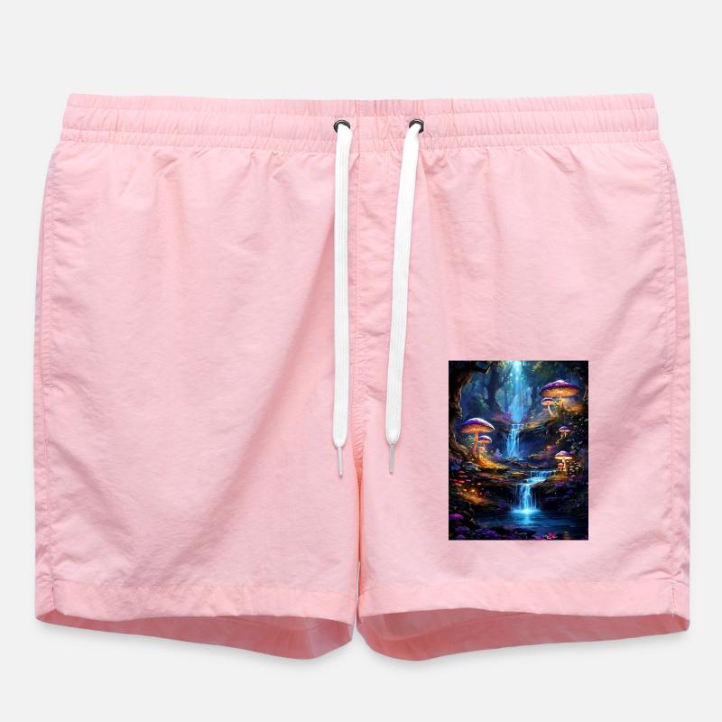 Magical Forest with Waterfall - Swim Trunks - pink