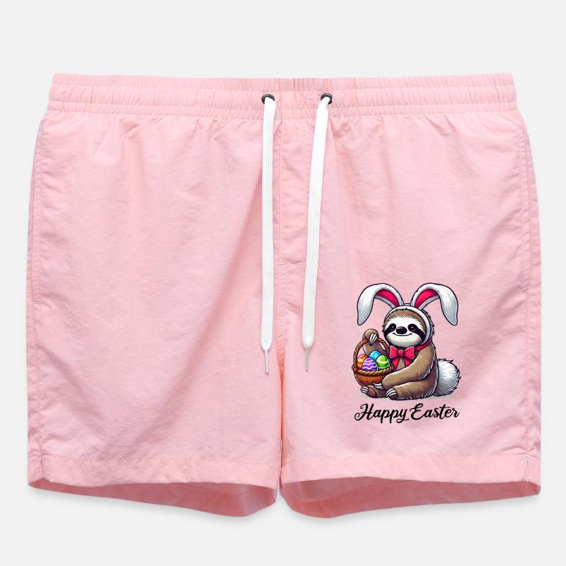 Sloth Easter - Swim Trunks - pink