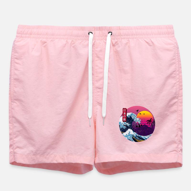 Vague rétro japonaise - Short de bain - rose